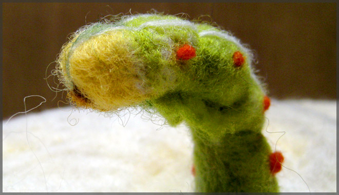 needle felted caterpillar